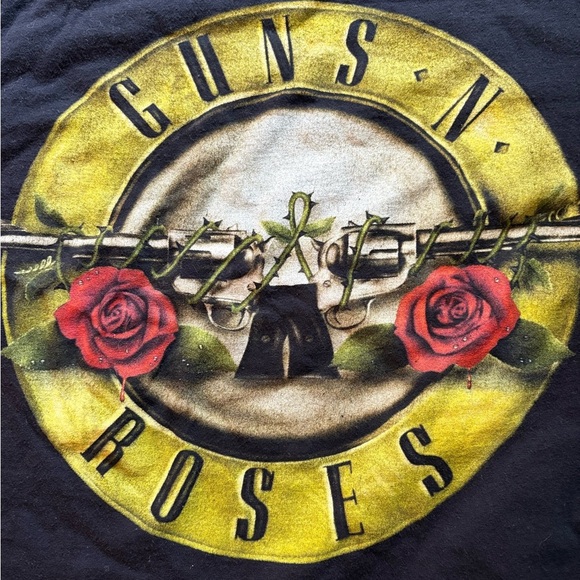 Women’s Vintage Guns N’ Roses Black Graphic Band Crop T-Shirt MD Medium - Picture 2 of 3